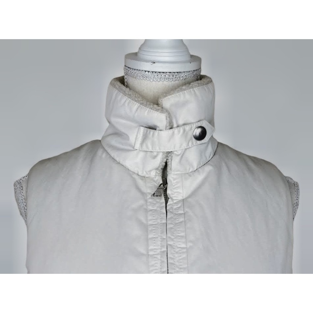 Banana Republic Womens Cream Puffer Vest Sherpa Collar Back Cinch Small - Picture 4 of 10